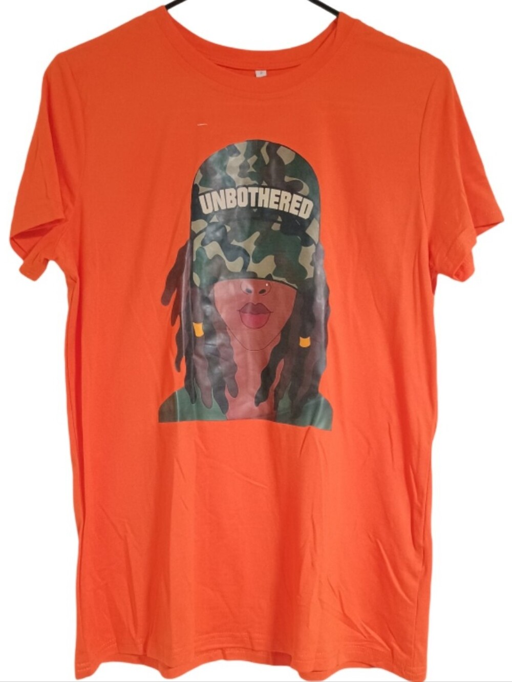 Unbothered Graphic Orange Women's T-Shirt Size Small